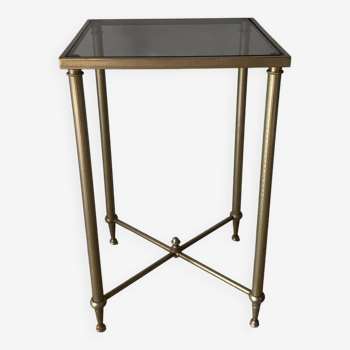 Brass and smoked glass side table