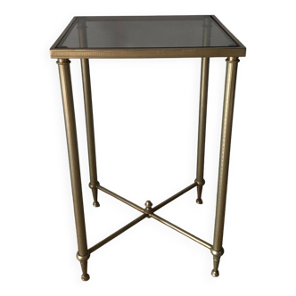 Brass and smoked glass side table