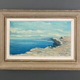 Huile sur panneau par M. Gibert XXe côte rocheuse