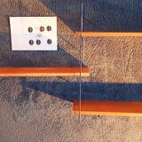 Modular wall shelf in metal and teak, 1950-1960