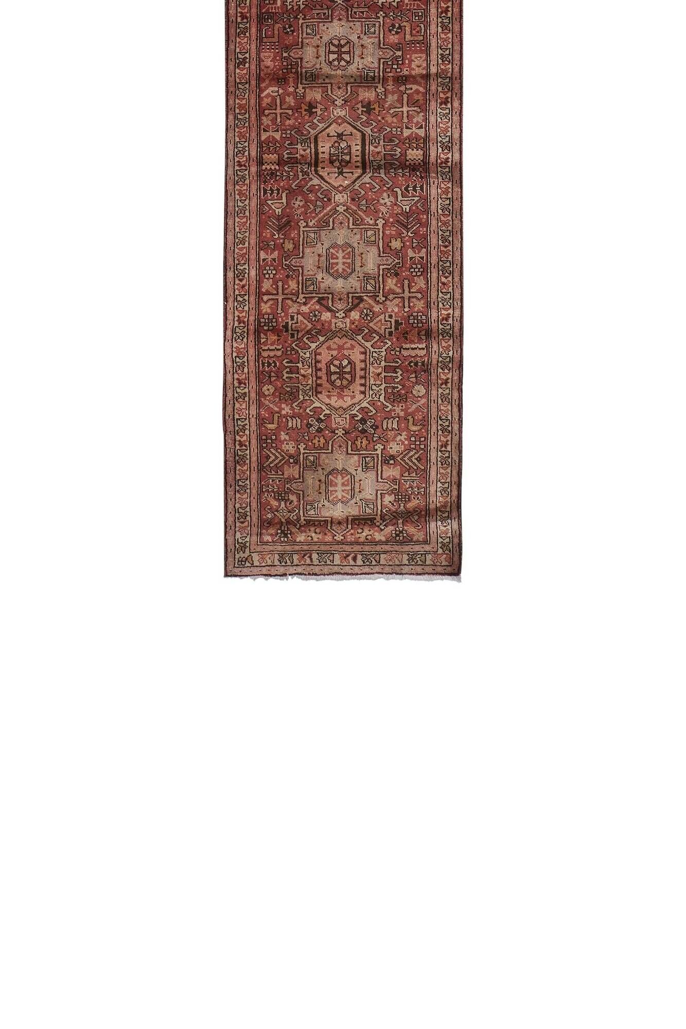 Vintage Turkish hallway rug 84x388 cm