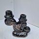 Set of 2 vintage two-light candle holders in Vallauris ceramic design.
