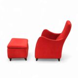 Senta armchair / hocker / ottoman by Gerard van den Berg for Wittmann / red velvet upholstery / marked - Stunning condition