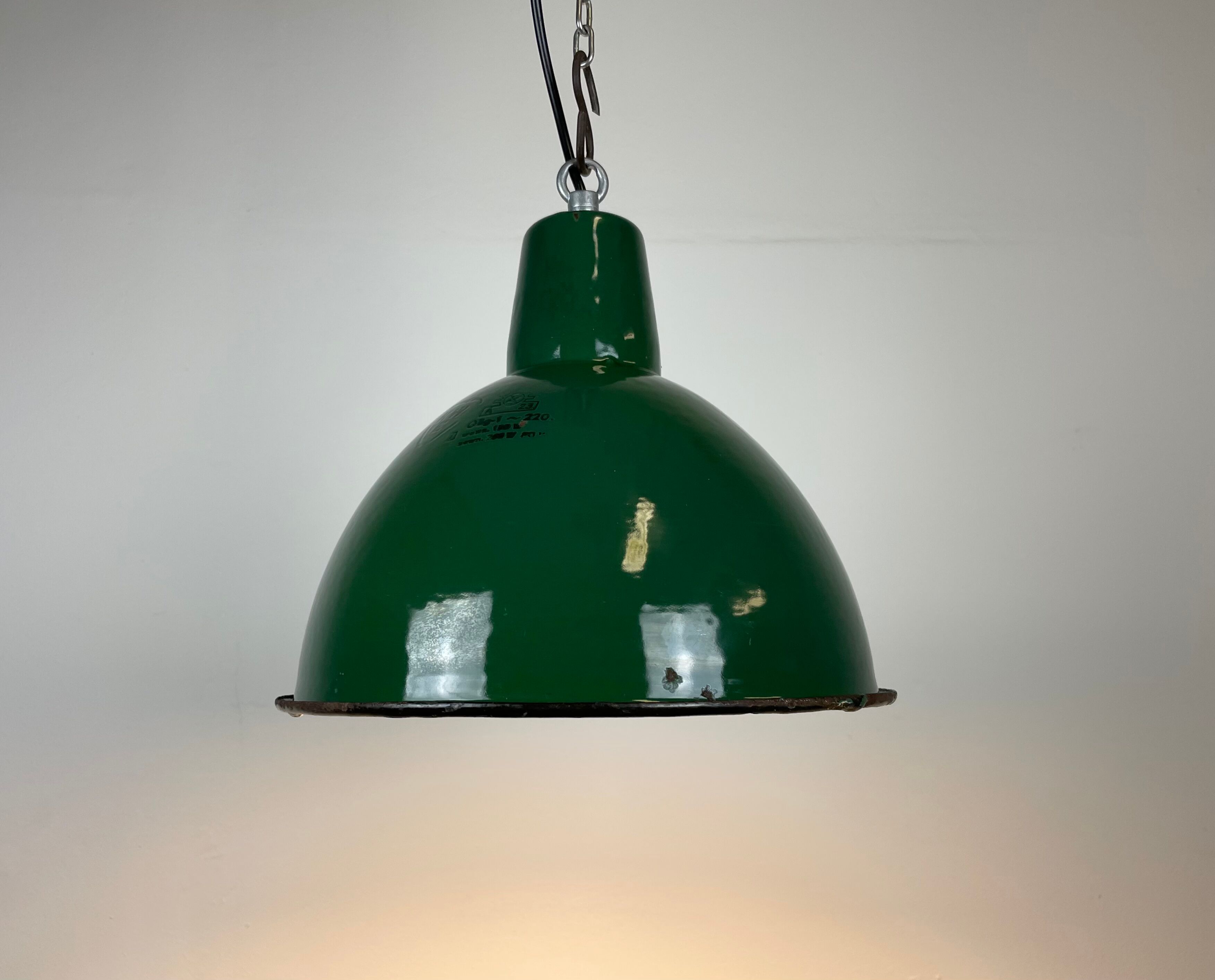 Industrial Green Enamel Factory Lamp, 1960s