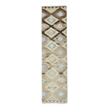 3x10 Cream & Brown Vintage Kilim Runner Rug, 81x306Cm