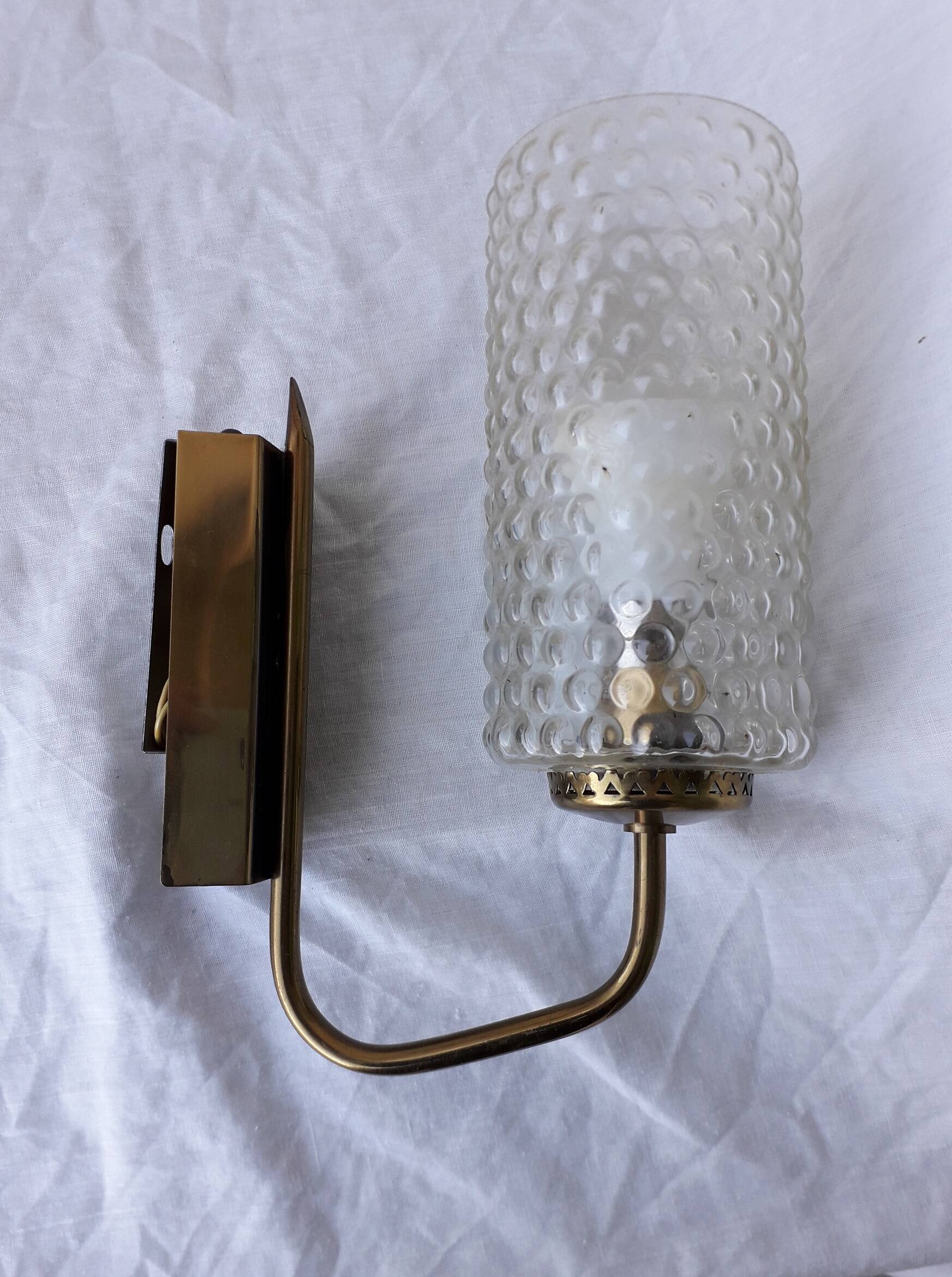 Brass and bubble glass wall light