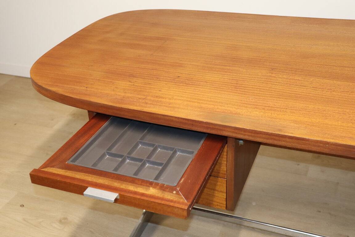 Vintage desk by George Nelson in wood and aluminum, 1960s