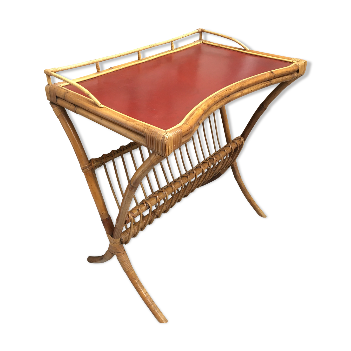 Rattan and leather booster desk