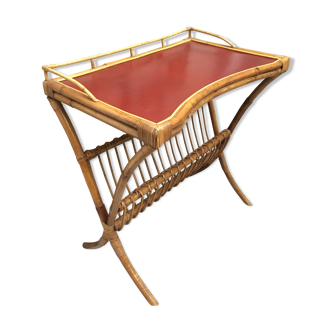 Bureau d'appoint rotin & cuir