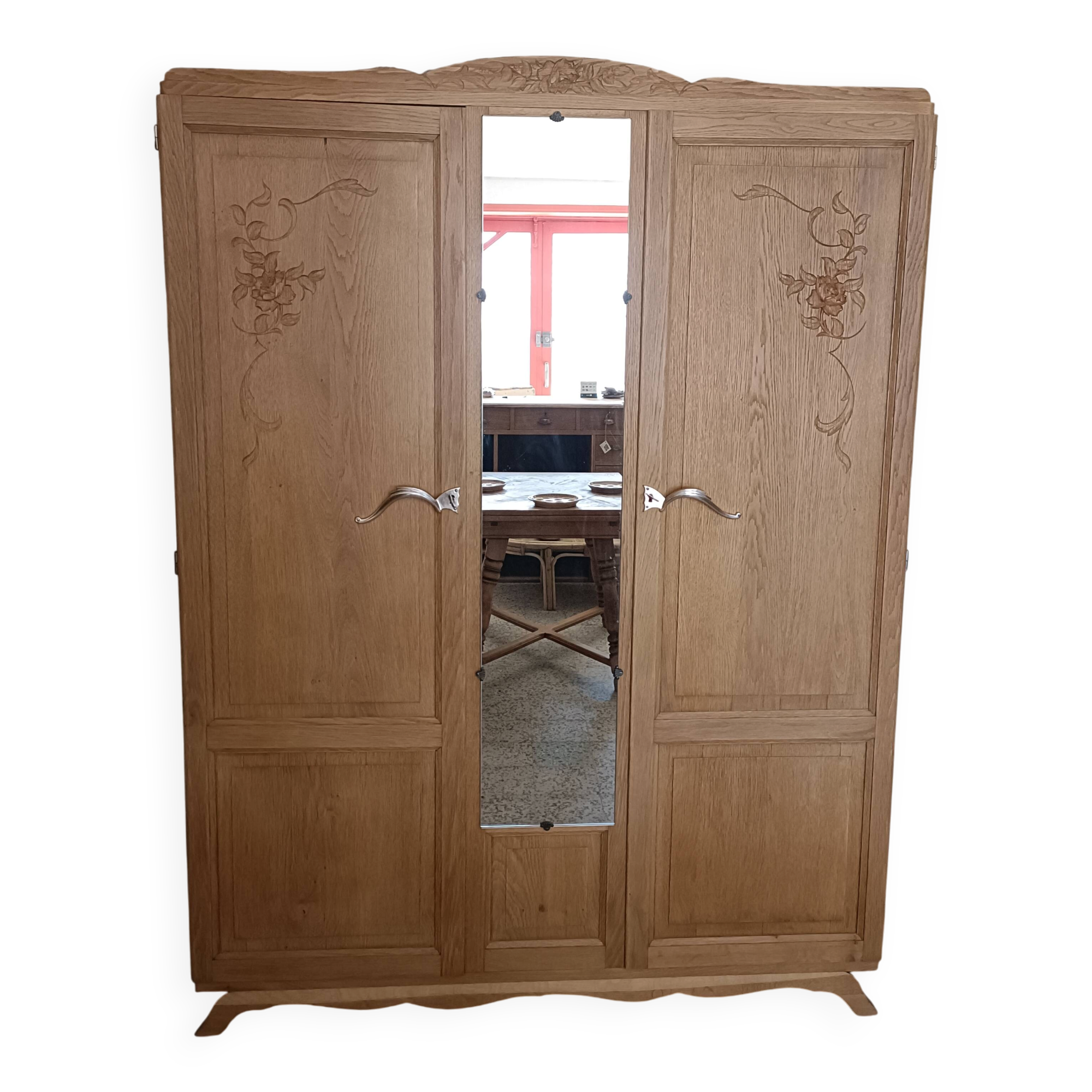 Renovated Art Deco oak wardrobe