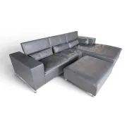 de Sede DS-7 Ecksofa mit Hocker in grauem Leder