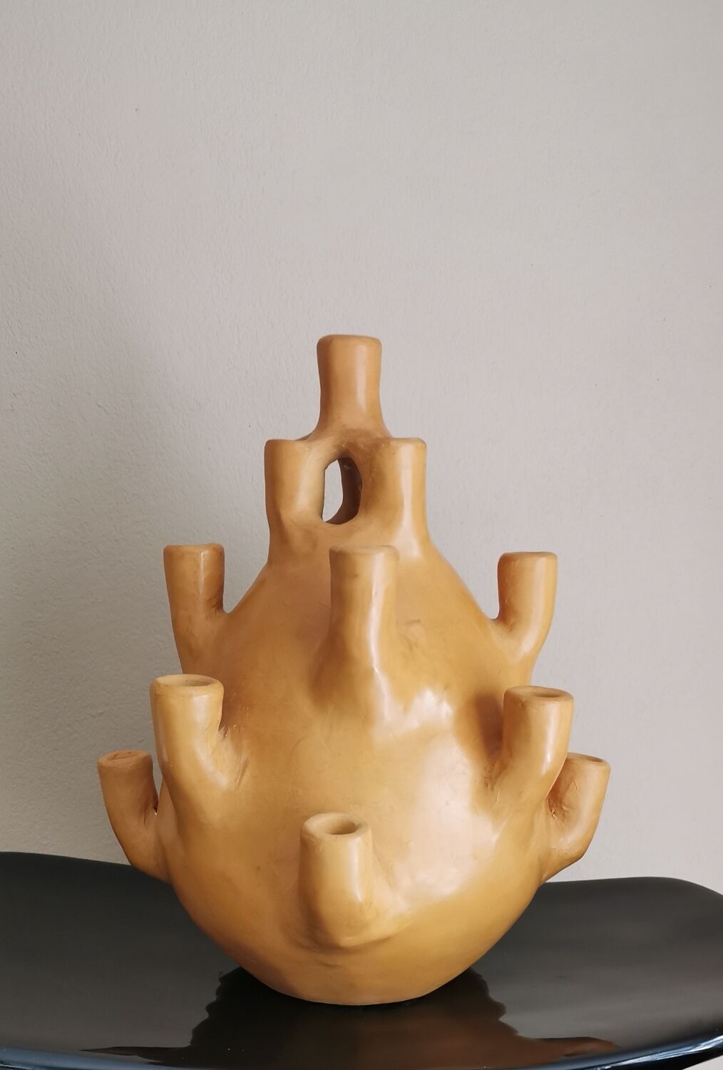 Tamgroute terracotta candlestick vase