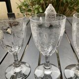 4 Saint Louis water glasses. Venetian ribbed massenet model