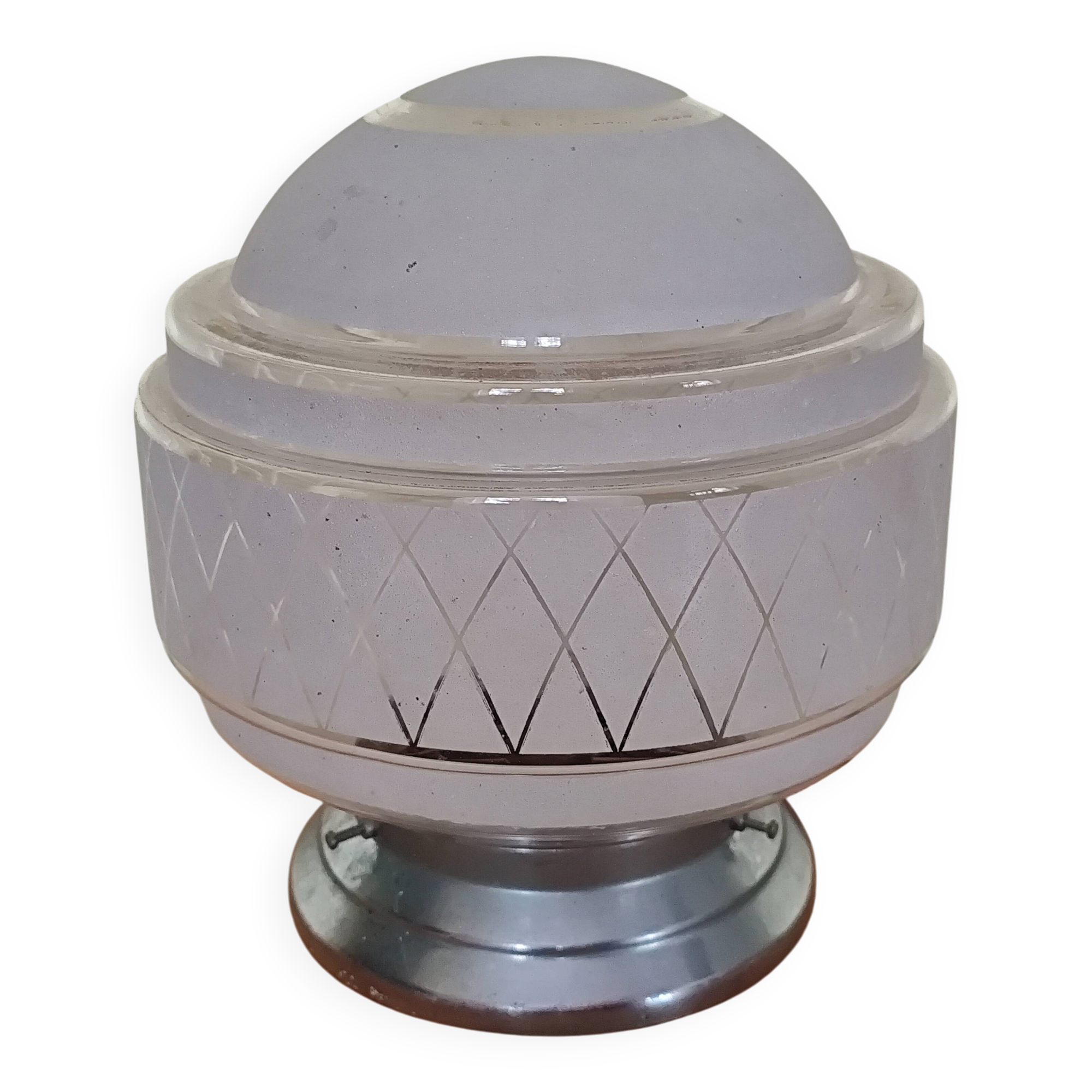 plafonnier des années 40,  globe verre granité opaque -  lampe de table