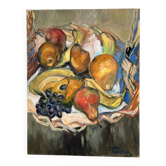 Still life with fruits, oil on canvas signed Pidoux.