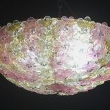 Amazing Pink and Gold Large Size Murano Ceiling Light Flower by Seguso