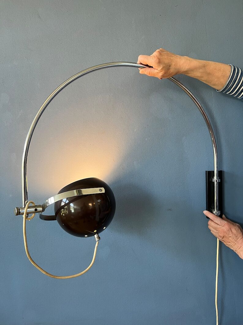 Wall lamp arc lamp Herda eyeball chrome space age