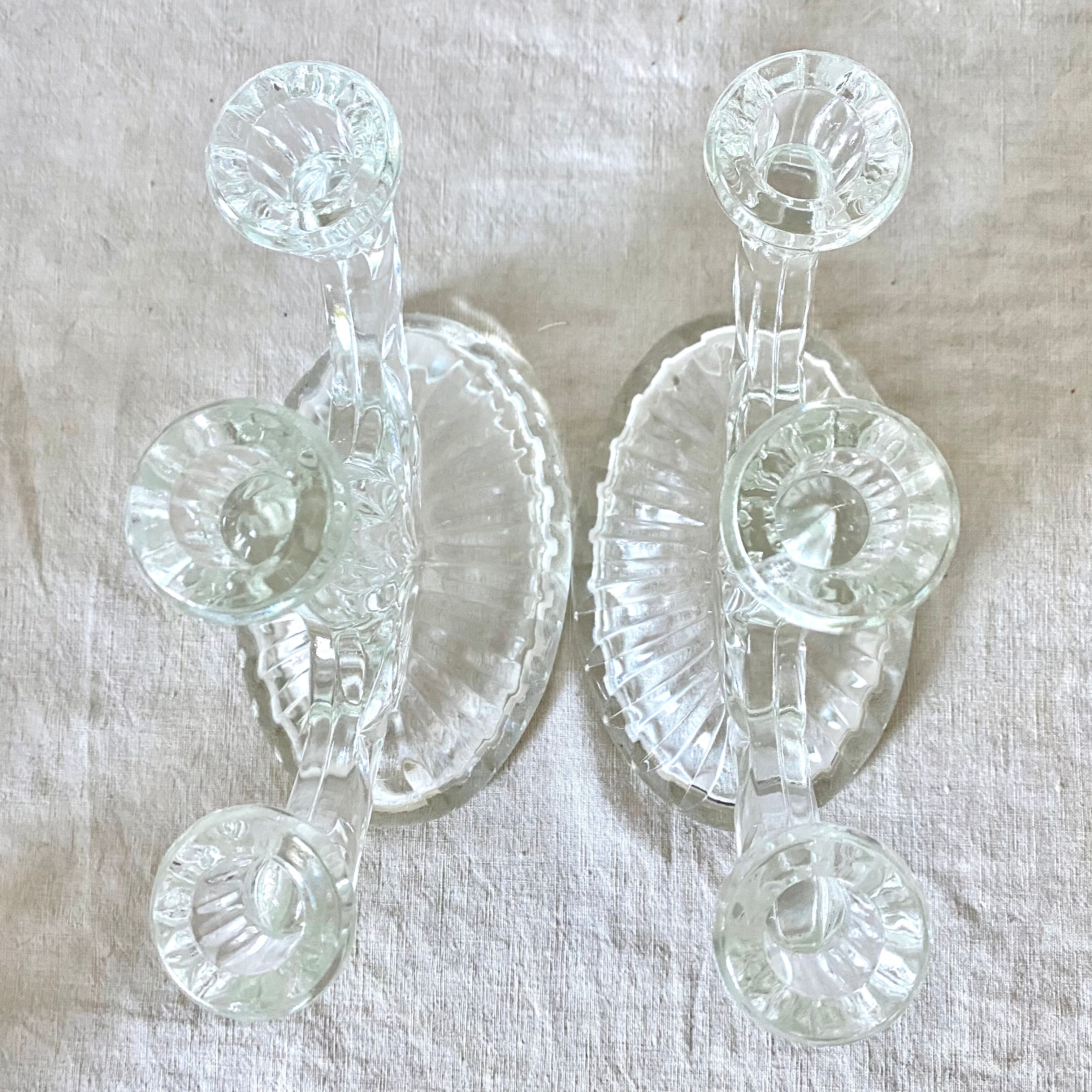 Pair of glass candlesticks