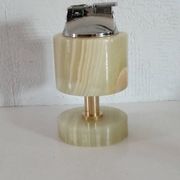 Briquet de table piezo onyx et métal doré, kogen 1970-1980