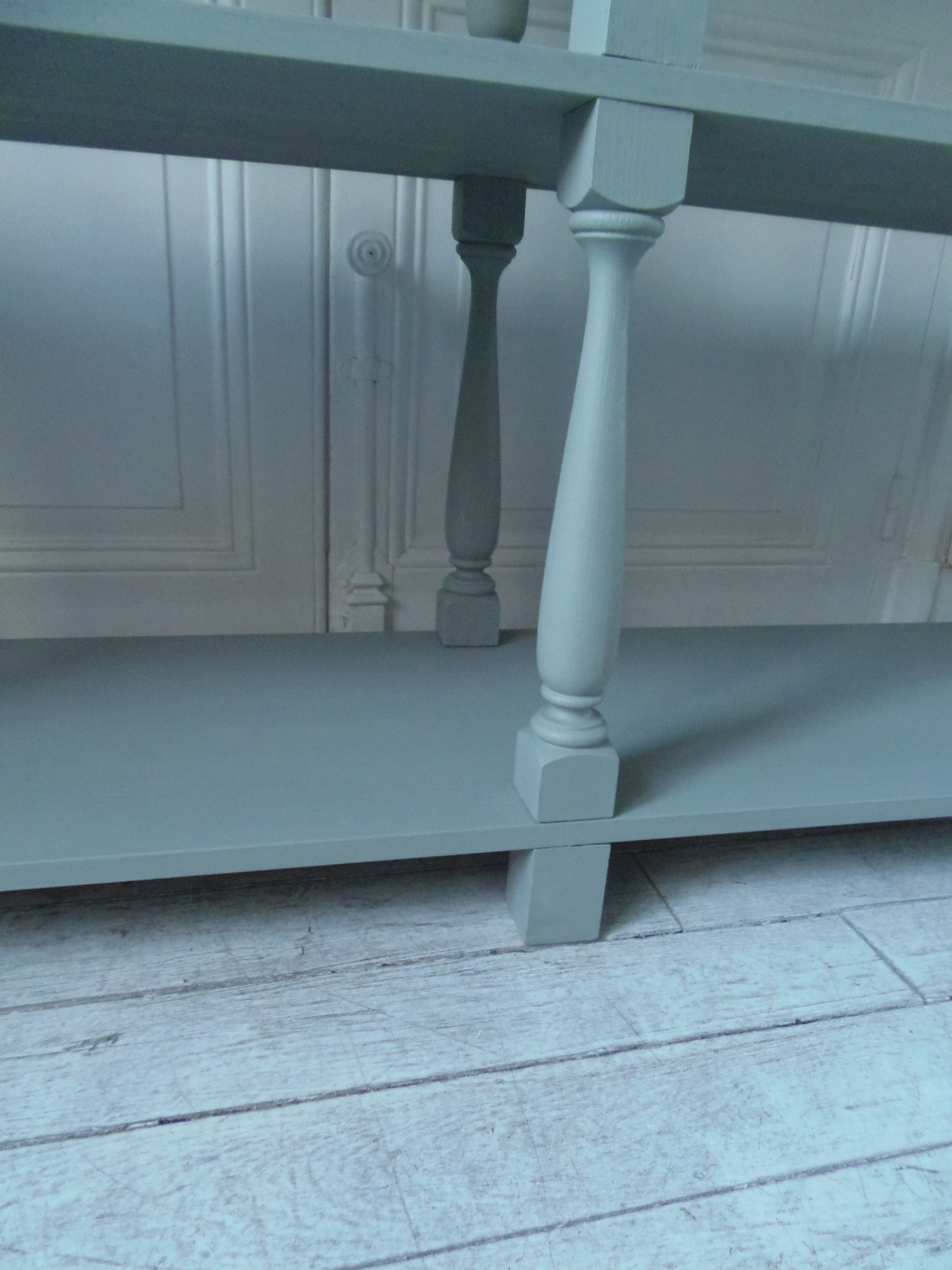 Console vintage 3 plateaux vert de gris