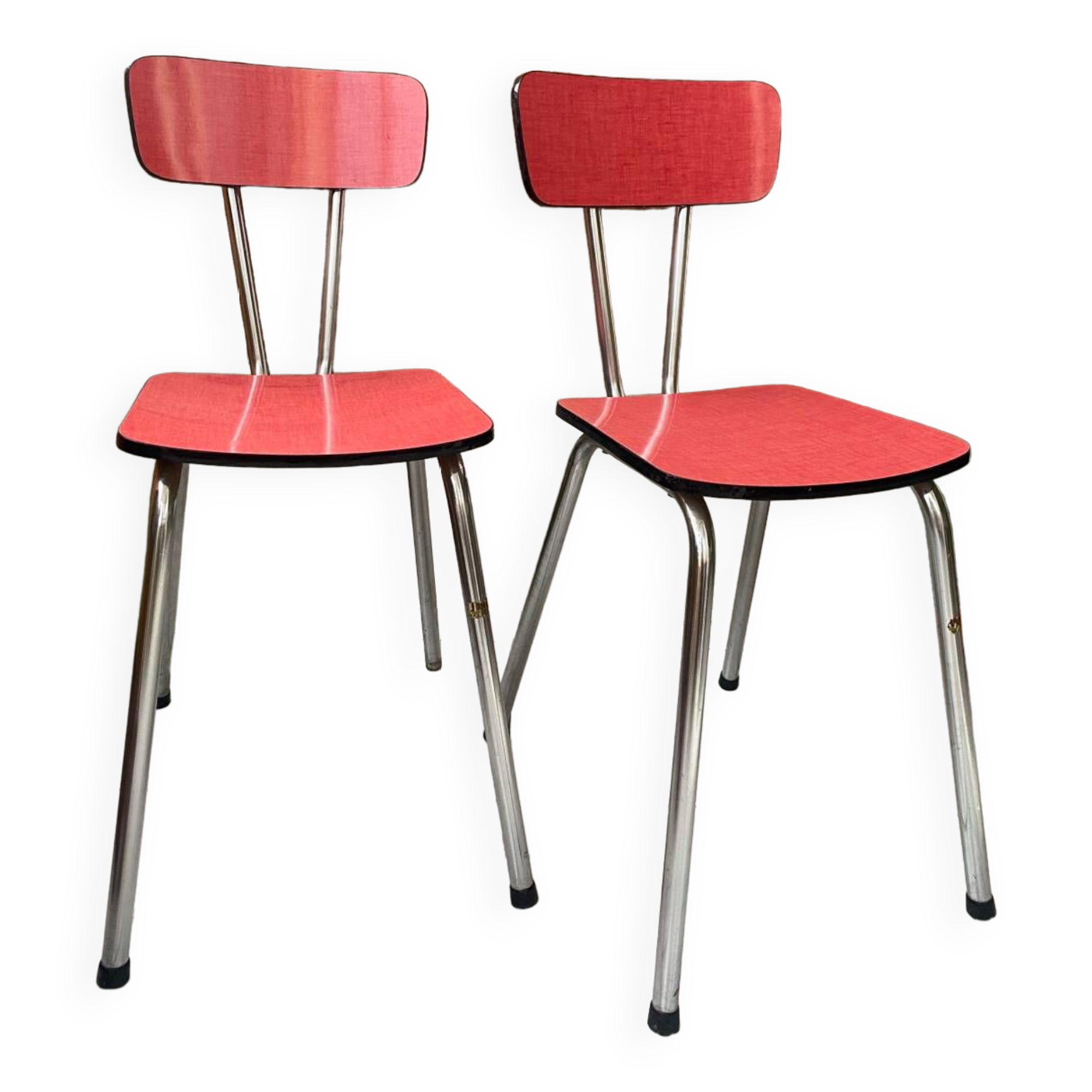 Pair of raspberry formica chairs