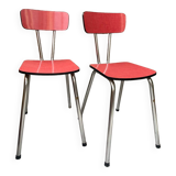 Pair of raspberry formica chairs