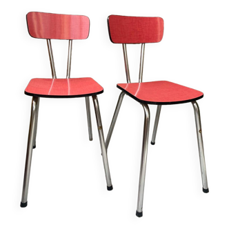 Pair of raspberry formica chairs