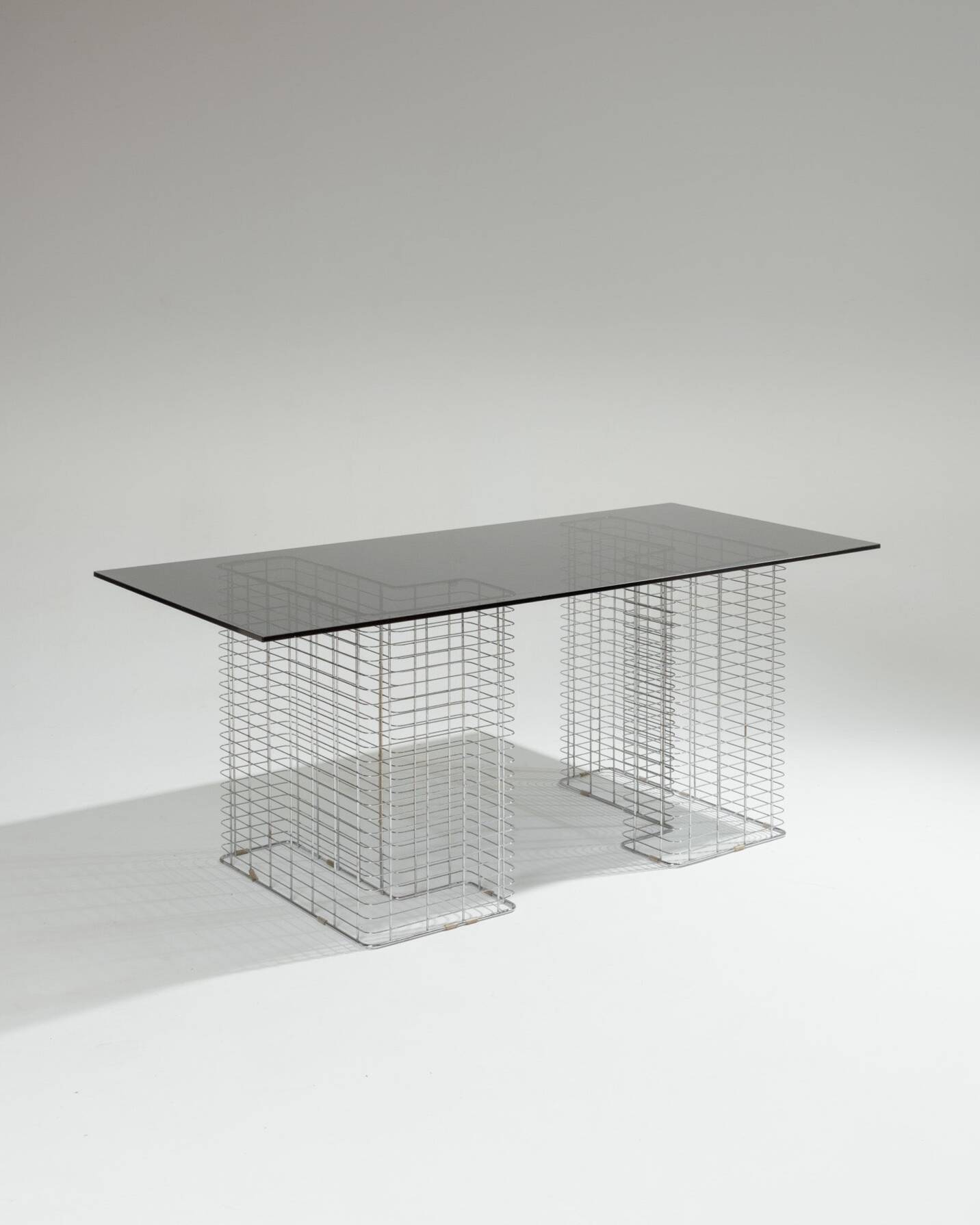 Large "Wire" Desk in Glass and Metal, Terence Conran, 1980s
