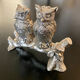 Duo of salt shaker and pepper owl shape in metal