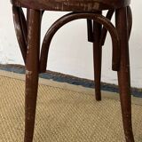 Pair of low stools in curved wood, vintage "Thonet" style