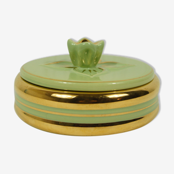 Porcelain box "water lily" pistachio & gold