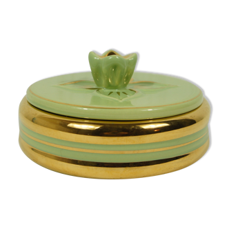 Porcelain box "water lily" pistachio & gold
