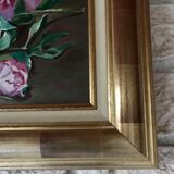 Oil on canvas peonies in bouquet
