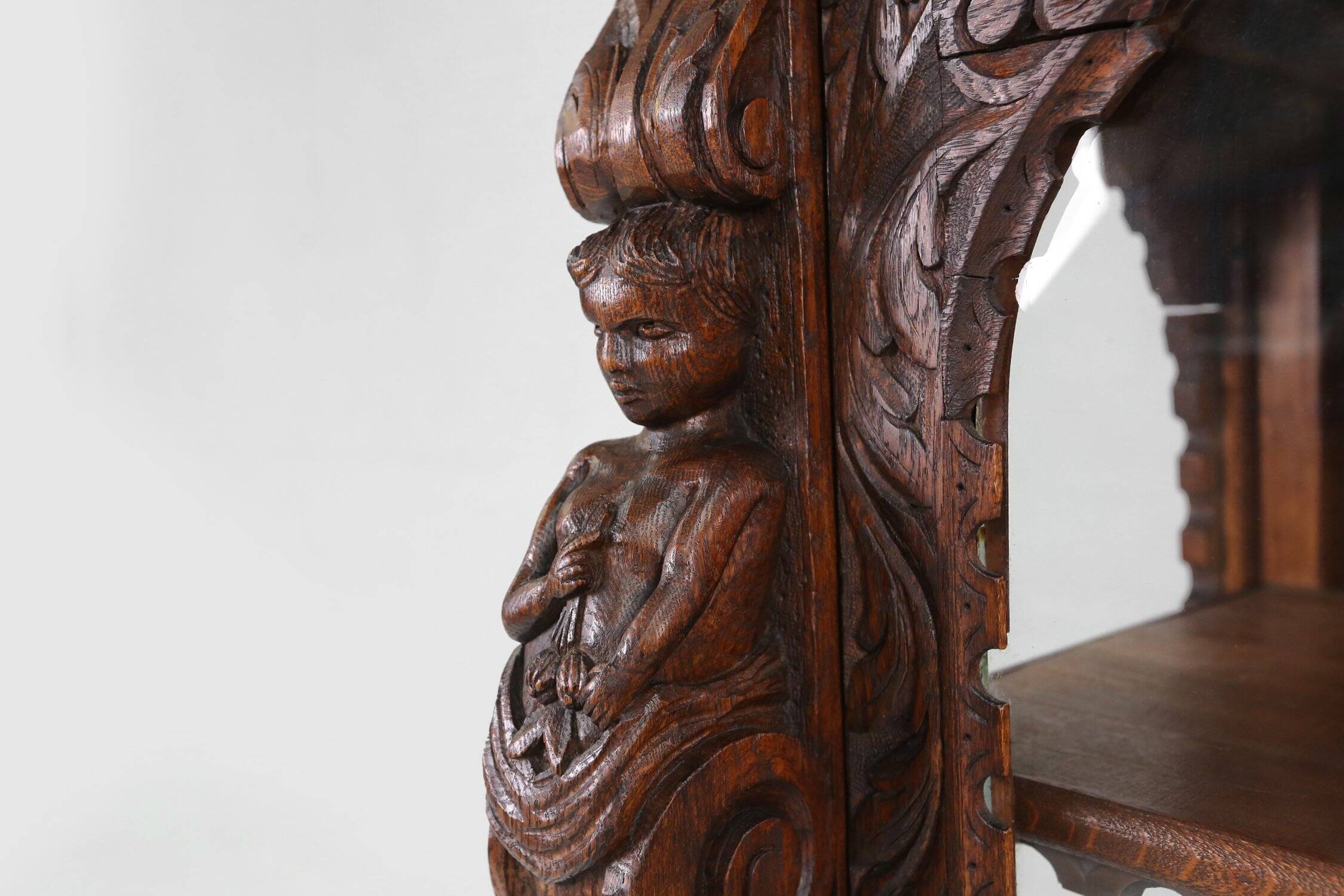 Baroque Style Display Case in Oak, Belgium, 1950s