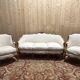 Beige Louis XV style salon sofa and pair of armchairs.