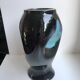 free-form design vase in black and blue ceramic from the 70s