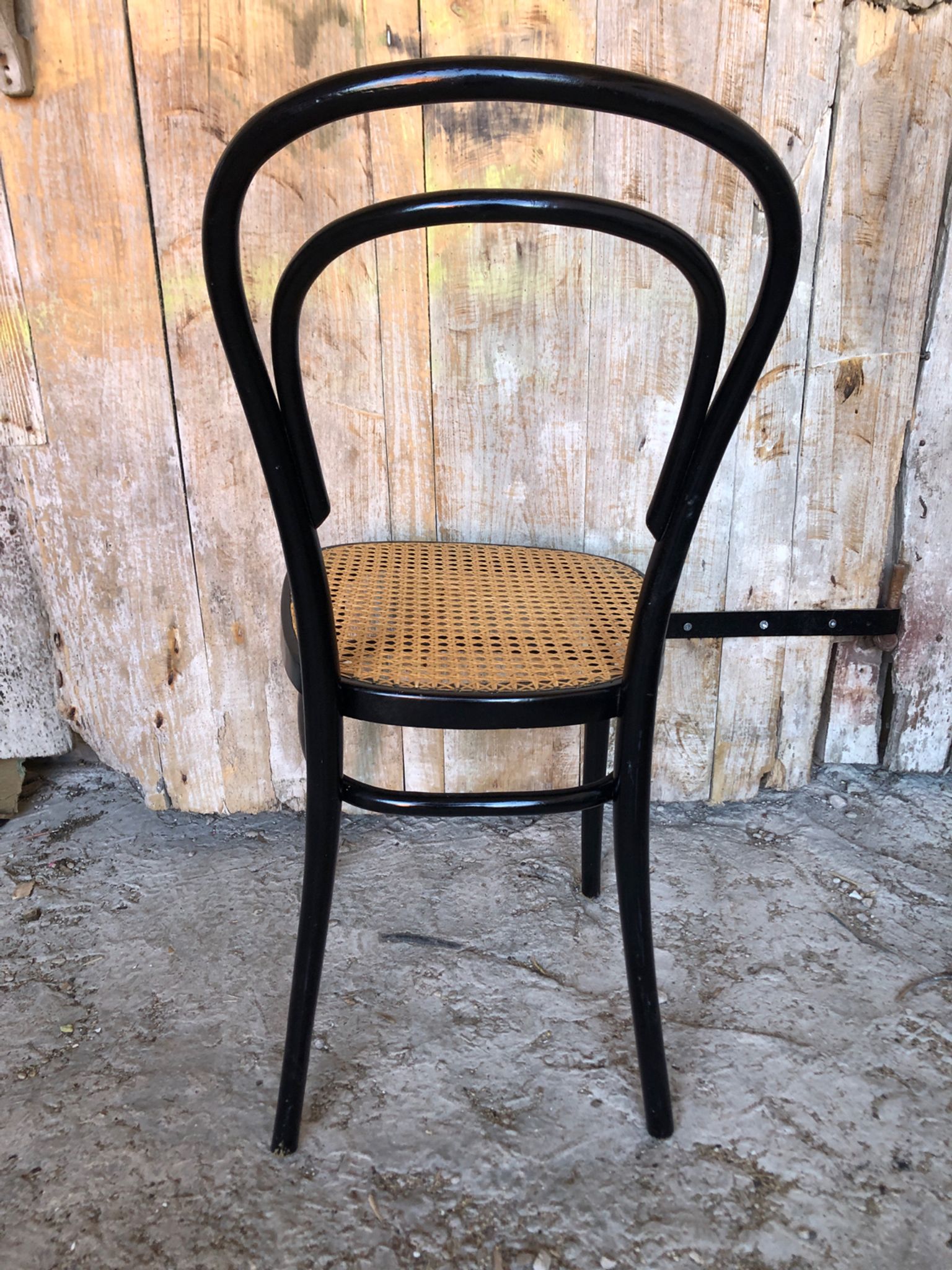Bistrot wood & seat canned chair 70s vintage