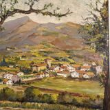 Oil on panel View of a village in the South of France signed A. Adam 1962