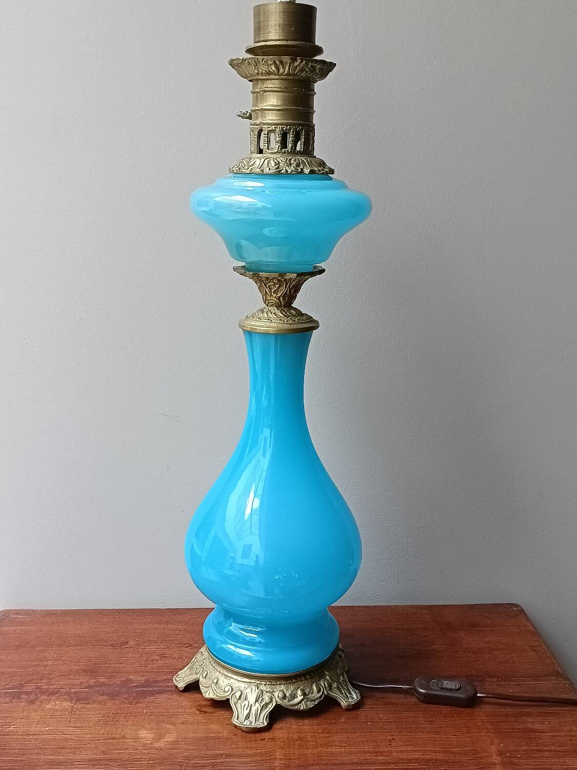 Blue opaline and bronze lamp base