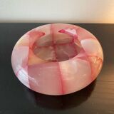 Pink and white onyx ashtray