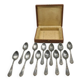 Set of 12 small spoons in silver metal, rocaille style