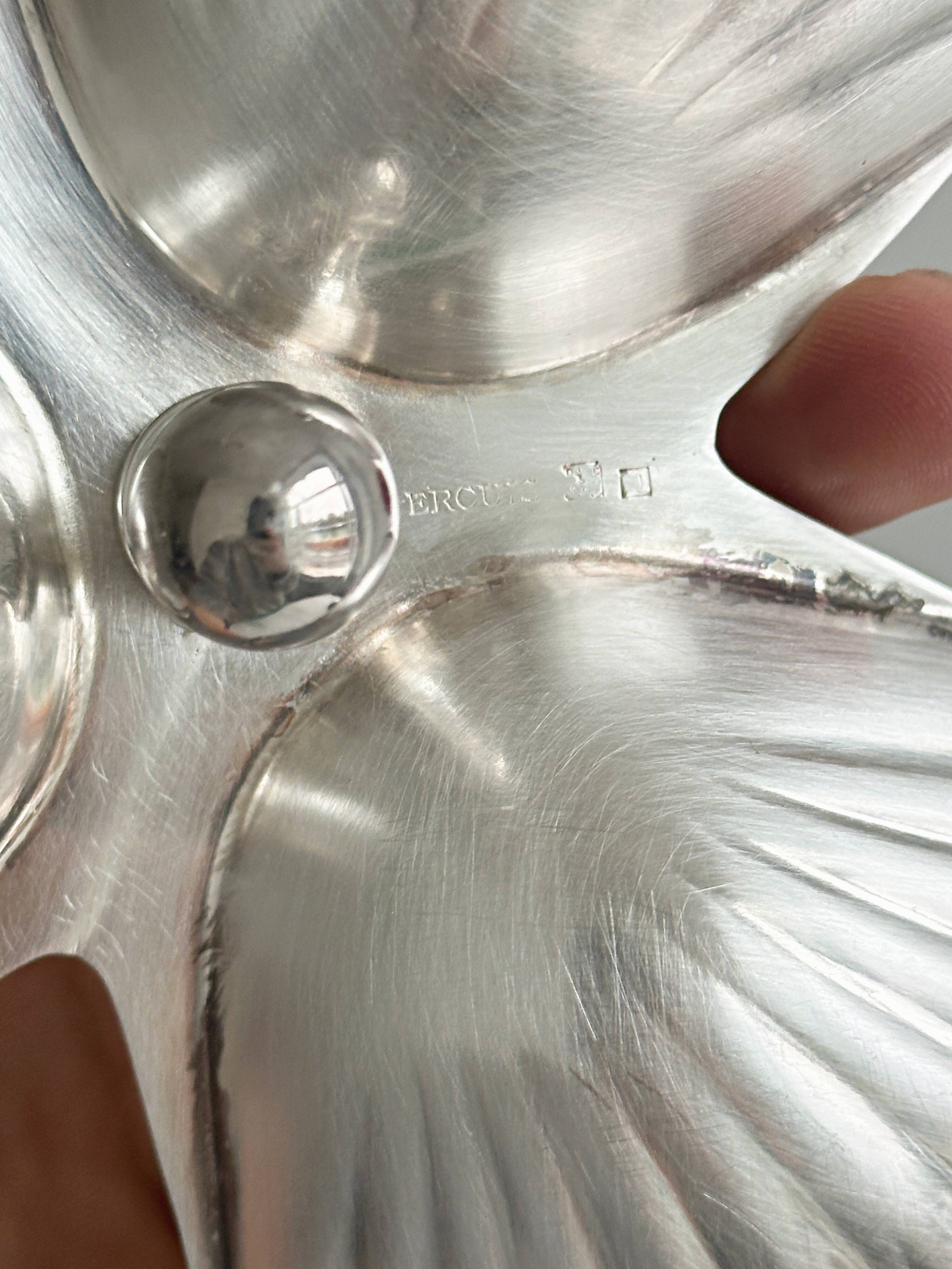 three-compartment shiny metal server