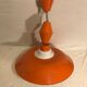 Hanging lamp old glass opal white, support & globe metal orange 70s vintage