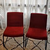 Red suede chairs, Knoll.