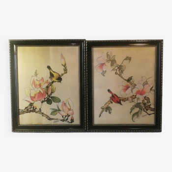2 peintures sur soie Chinoises vintage