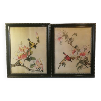 2 peintures sur soie Chinoises vintage