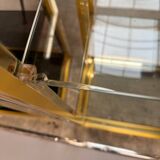 Étagère Pyramide design Hollywood Regency  Laiton Doré  Verre Fumé an. 60