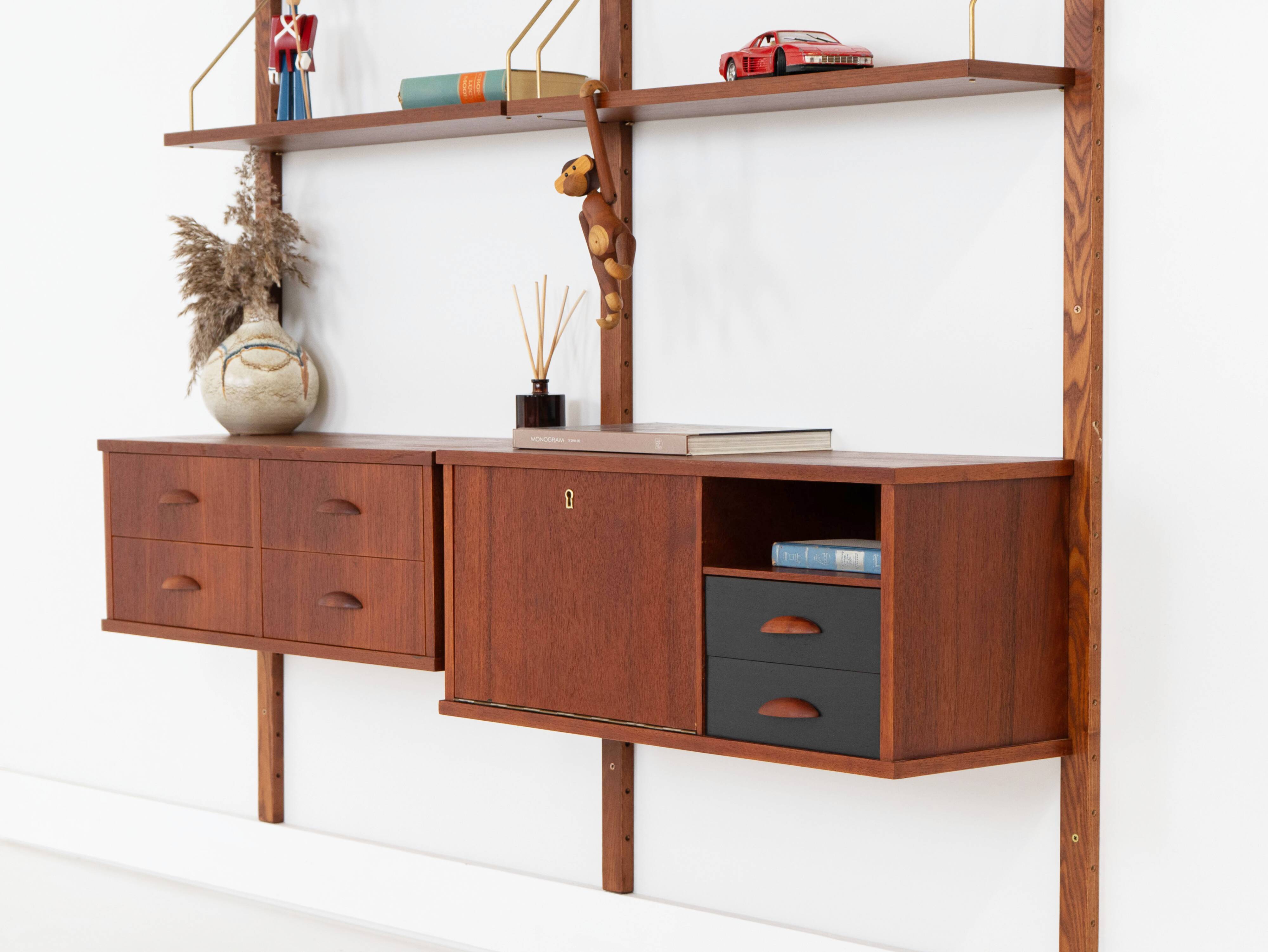Teak modular shelving unit, Danish design, 1960s, made in Denmark