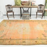 6x9 Shades Of Peach Orange Handmade Wool Oriental Turkish Rug, 180x286Cm