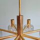 Large designer chandelier in brass and smoked glass globes, 1970s